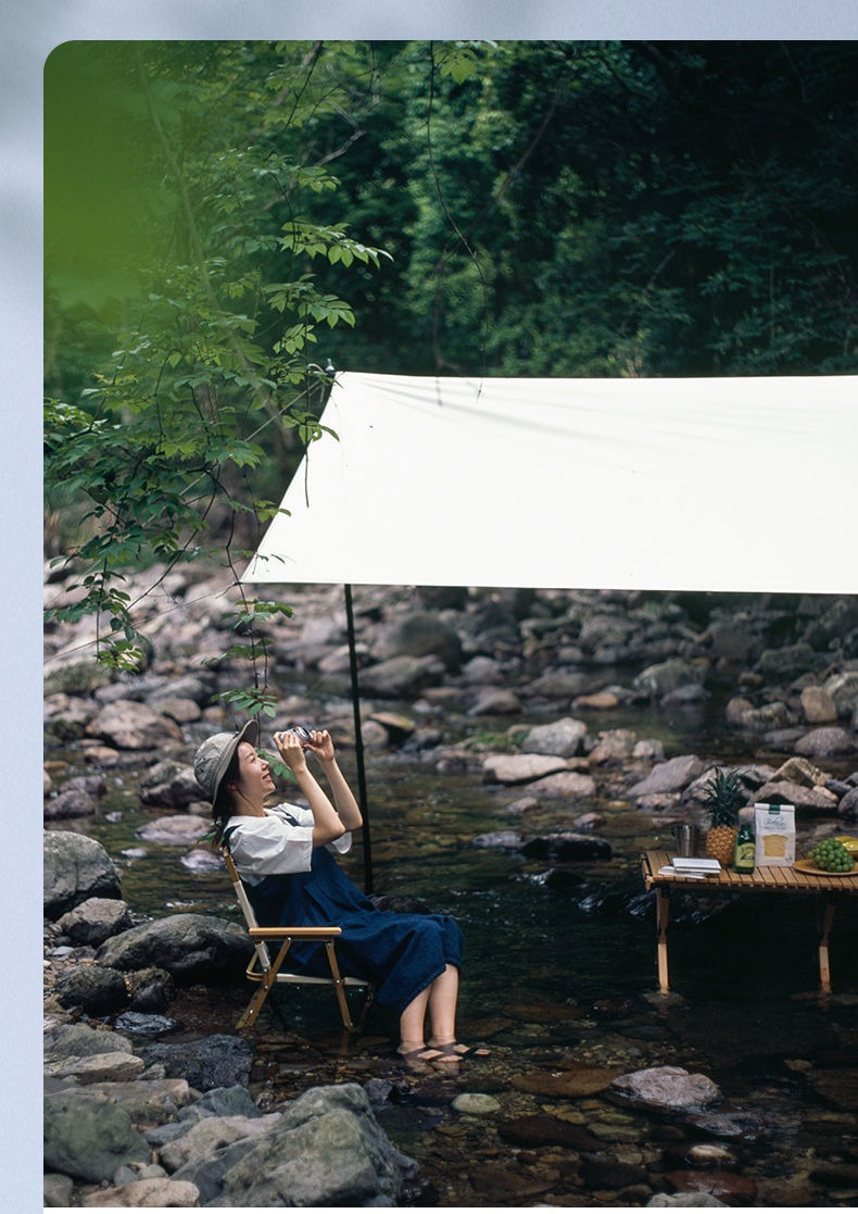 Cross-Border Vinyl Camping Tarp Outdoor 3-4 Person Thickened Coating Rainproof Sun Protection Portable Camping Gear Wholesale