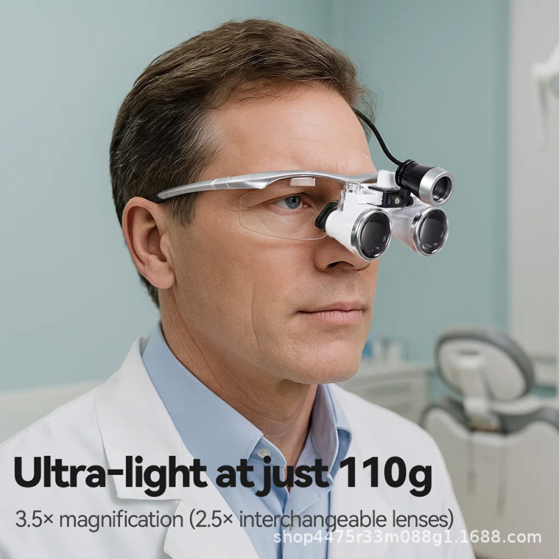 牙科带LED灯放大镜2.5/3.5倍红色头戴式医疗口腔耳鼻喉设备放大镜|undefined