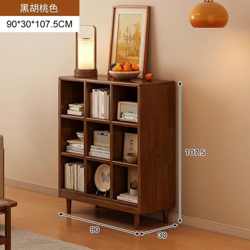 Estantería de madera maciza, cajones de piso a techo, armarios de sala de estar, armarios de rejilla combinados contra la pared, estantes de almacenamiento, estanterías cortas integradas