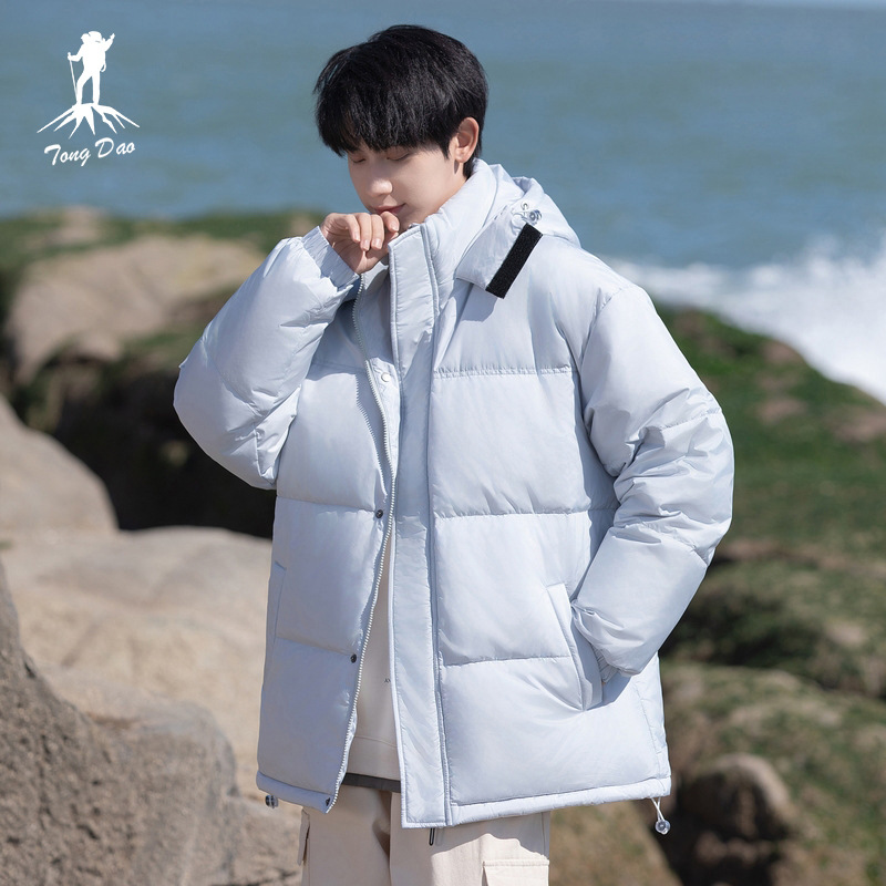 Camel Hjcamel Hooded down Jacket Men's Winter Thickeneded Warm 90 Velvet Cold-Resistant Versatile Handsome Casual Jacket