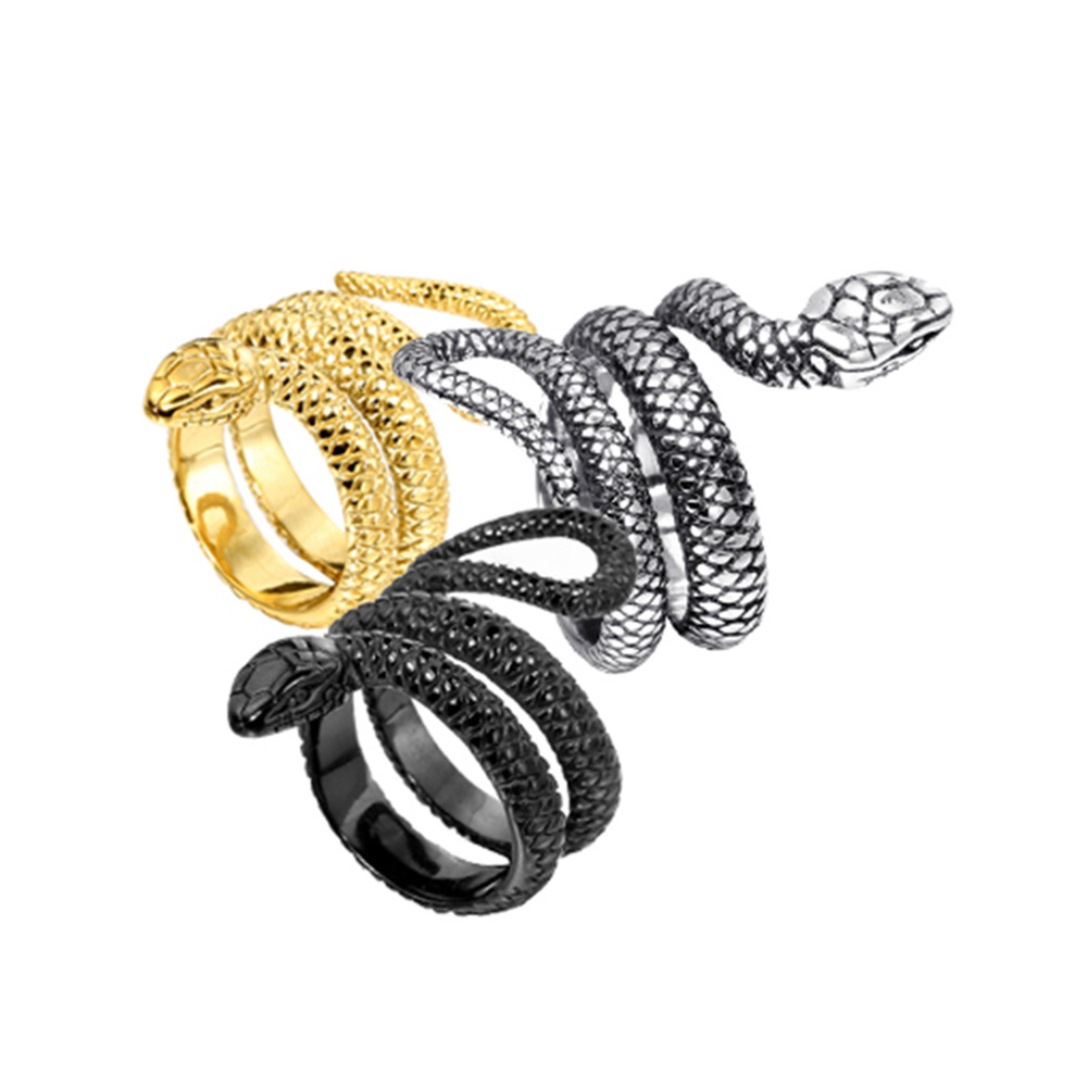 Foreign trade jewelry wholesale Europe and the United States retro personality snake Python titanium steel ring stainless steel ring jewelry wholesale