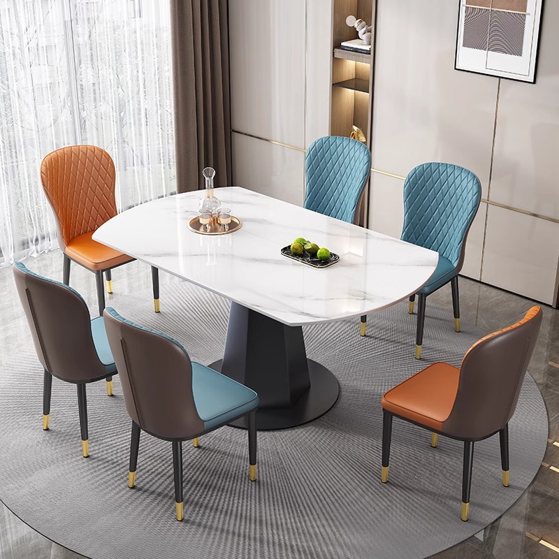 Mesa de comedor giratoria Placa de roca y silla moderna minimalista Luz de lujo moderno minimalista hogar retráctil plegable mesa de comedor redonda