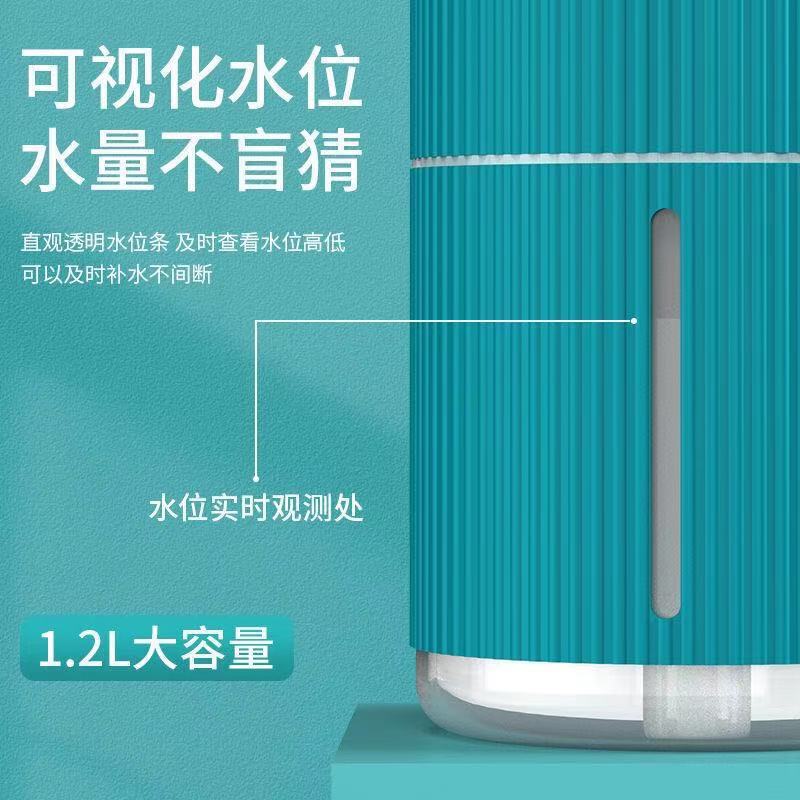 跨境爆款大容量家用卧室办公室桌面氛围灯喷雾器大雾量双喷加湿器|undefined