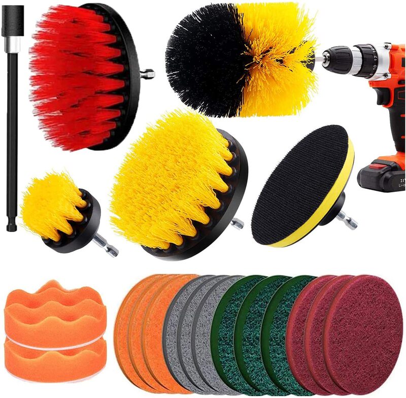 20-piece electric drill brush suit scrubbing pad and sponge electric floor brush with extended long attachment cleaning grouting 20-piece electric drill brush suit scrubbing pad and sponge electric floor brush with extended long attachment cleaning grouting