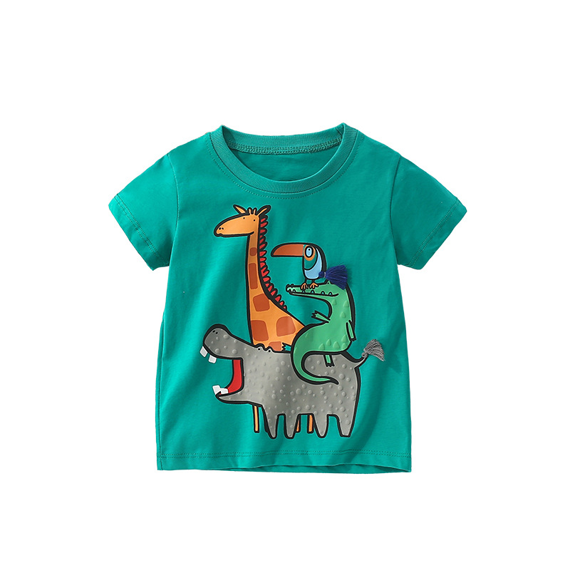 summer T-shirt for boys with a round collar
