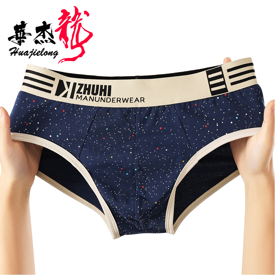 Huajielong new printed cotton men's underwear men's briefs breathable men's fashion shorts a generation of hair