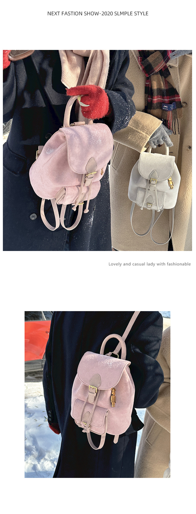 Women's Suede Backpack Versatile Casual Shoulder Bag For Women_voghion.com