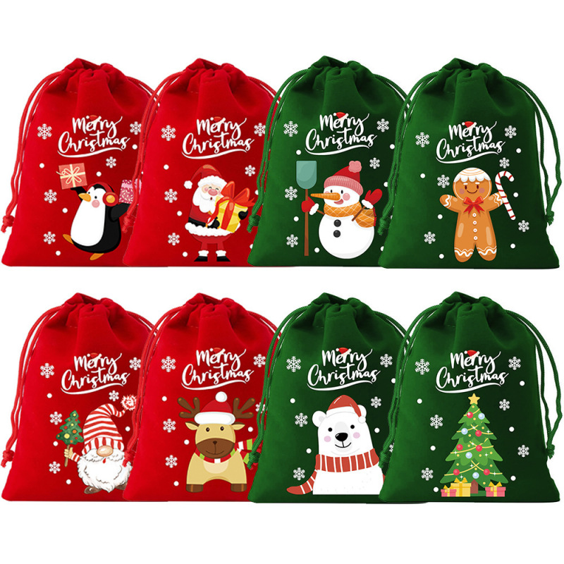 新しい国境を越えた売れ筋クリスマスベルベットバッグ巾着ギフトバッグクリスマスアップルバッグキャンディビスケット包装袋|undefined