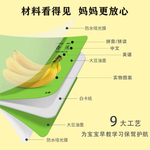 Children's tear-resistant cognitive cards, picture recognition cards, children's number cards, baby literacy cards, animal and fruit cards