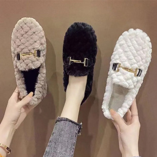 Mao Mao shoes women's winter wear 2023 new all-match fleece-lined warm cotton shoes plus size women's shoes pregnant women's flat bean shoes