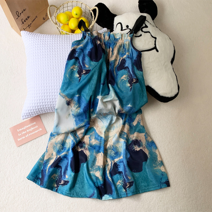 Fabricante de verano 2025 pijama de cabina pijama de niñas fresco uniforme de estudiantes vestido largo un cuello de ropa de casa