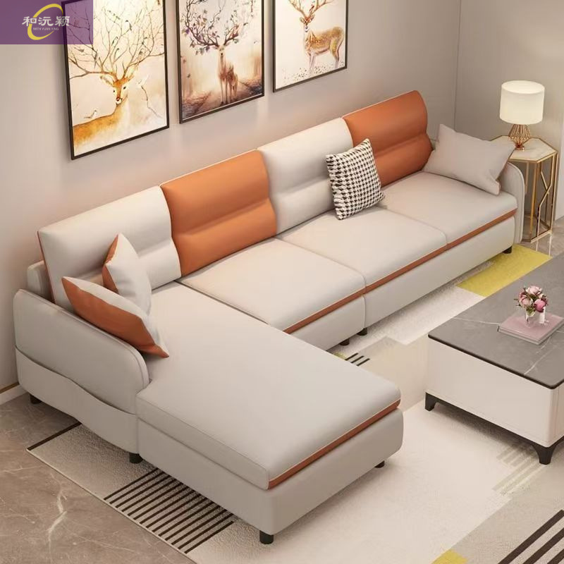Modern Simple Cream Style Light Luxury Sofa Living Room Technology Fabric Sofa Three-Seater High-End Straight Chaise Sofa