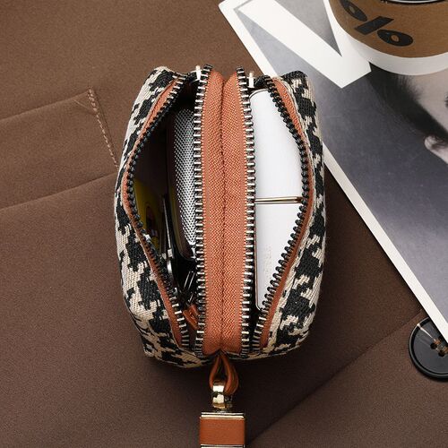 houndstooth key bag for women, simple large capacity waist hanging, multifunctional zipper change bag, card bag, card cover