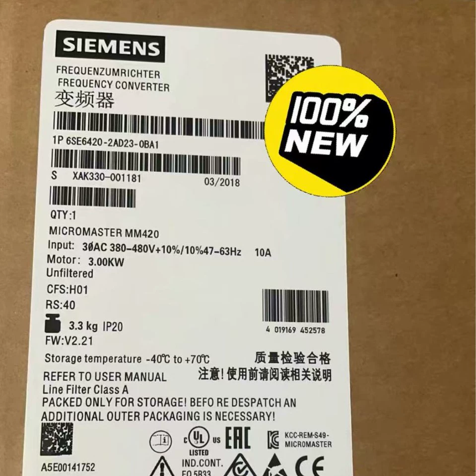 6SE6420-2AD23-0BA1 Преобразователь частоты Siemens MM420 3 кВт с фильтром