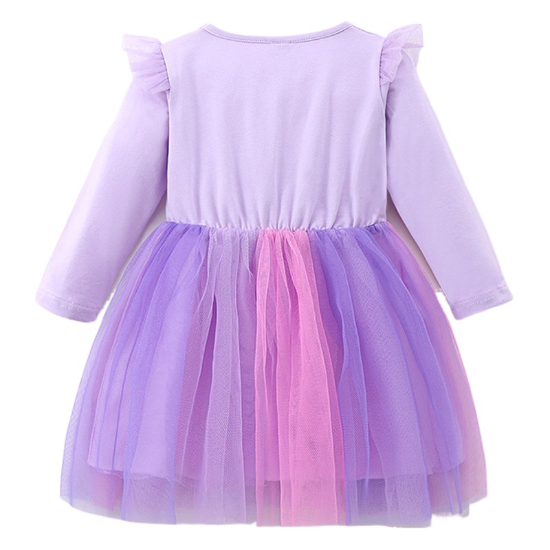 2024 nuevo vestido de unicornio para niñas vestido de Niños de mediana edad para niñas vestido de Navidad de otoño vestido de princesa de malla de dibujos animados para niños