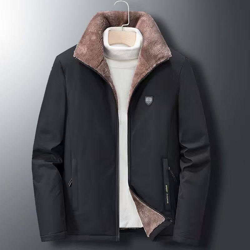Men's Lamb Wool Stand Collar Jacket For Middle-aged And Elderly_voghion.com
