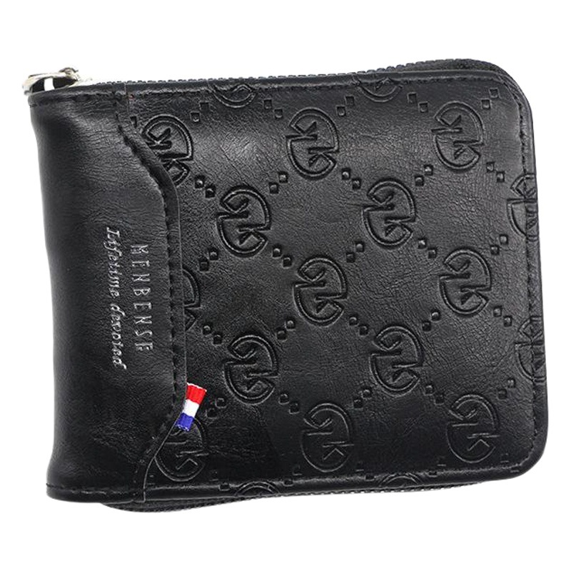 Nueva carpeta de los hombres de impresión de moda de los hombres cartera corta cremallera bolsa de dos veces la cartera de suministro directo de fábrica al por mayor