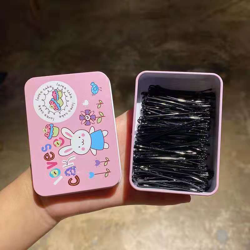 ヘアクリップ一字クリップシンプル黒ヘアクリップ小髪クリップ固定髪飾り女性スチールクリップu型クリップ|undefined