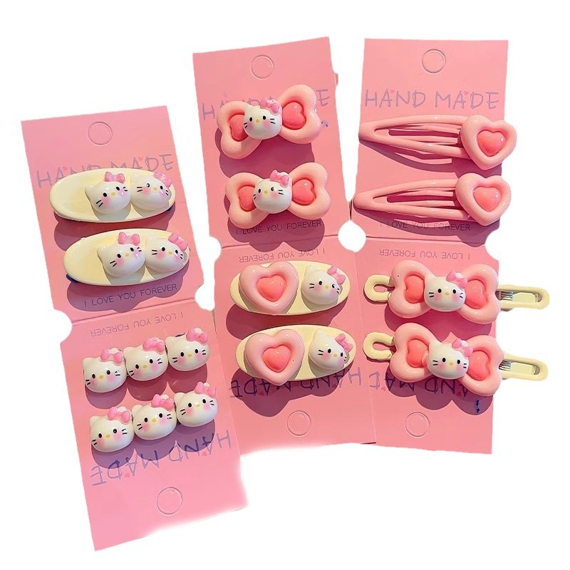 Nuevo lindo clip de borde lateral de pinza rosa clip de flequillo de amor de todo fósforo femenino clip de pico de pato de horquilla rota en la frente