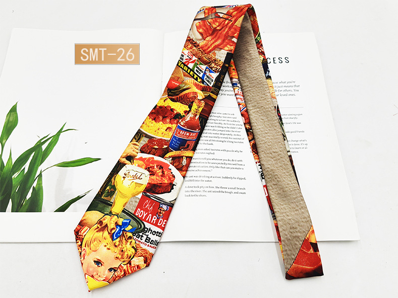 Fabricante spot impresión digital corbata de hombre estilo de Hong Kong moda retro casual animal divertido hecho a mano estilo 8cm