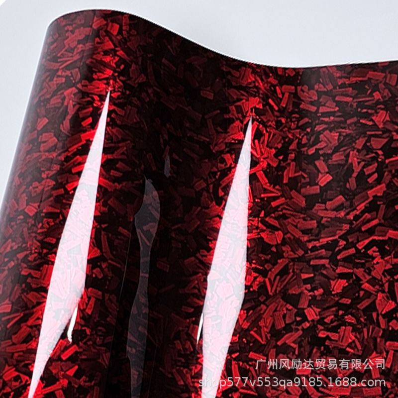 Cross-border explosion PET forged carbon fiber red sticker central control interior bright black rearview mirror full body film