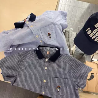 湖州织里童装夏季儿童夏装韩版刺绣短袖衬衫男童夏款女童衬衣7237
