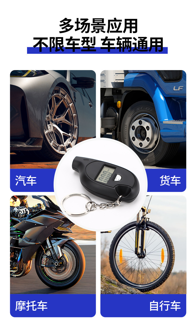 Mini Keychain Tire Pressure Gauge Car Tire Pressure Meter High-Precision Digital Display Tire Pressure Gauge Without Backlight