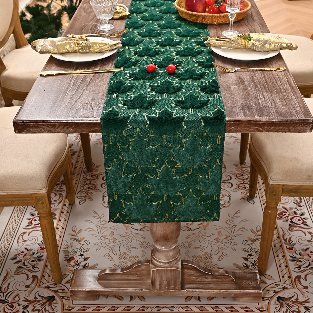 Nuevo transfronterizo de oro completo bandera de mesa de otoño Jacquard rectangular bandera de mesa de comedor de hotel TEMU distribución spot
