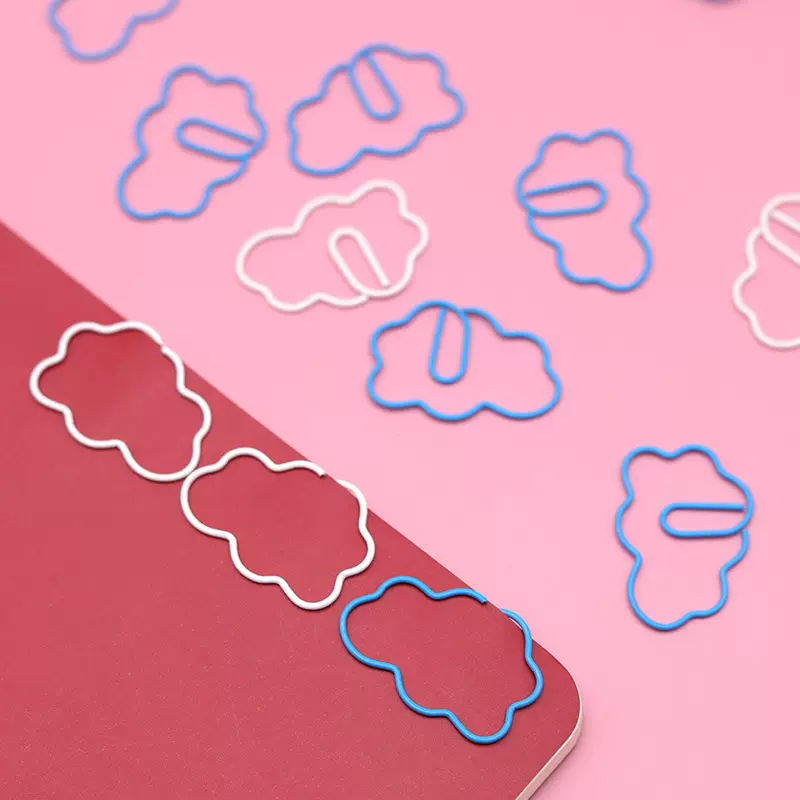 厂家批发金属白色云朵回形针办公室文件资料纸夹书本试卷分类夹子