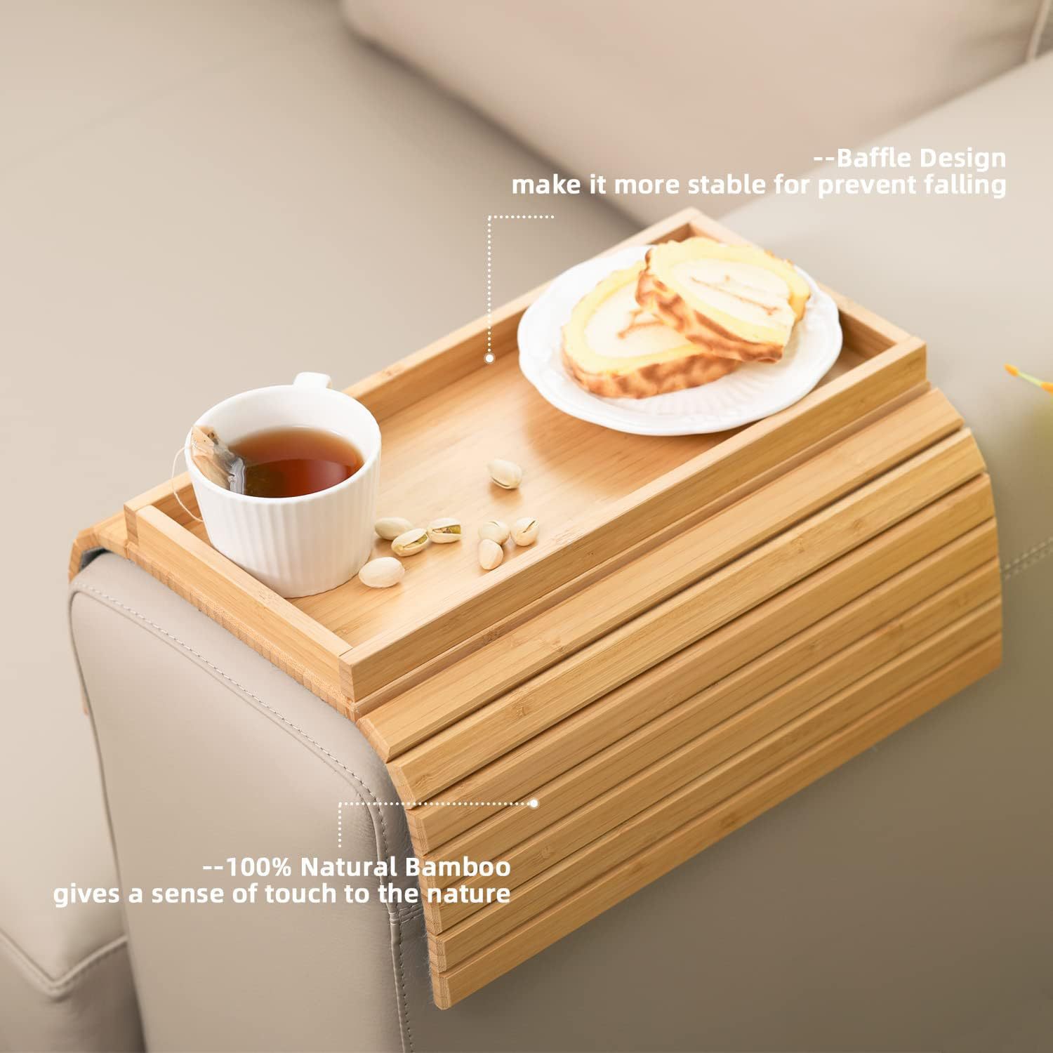 Sofá de madera sólida reposabrazos bandeja casa sala de estar cocina café perezoso con ranura lateral sofá reposabrazos bandeja image 4