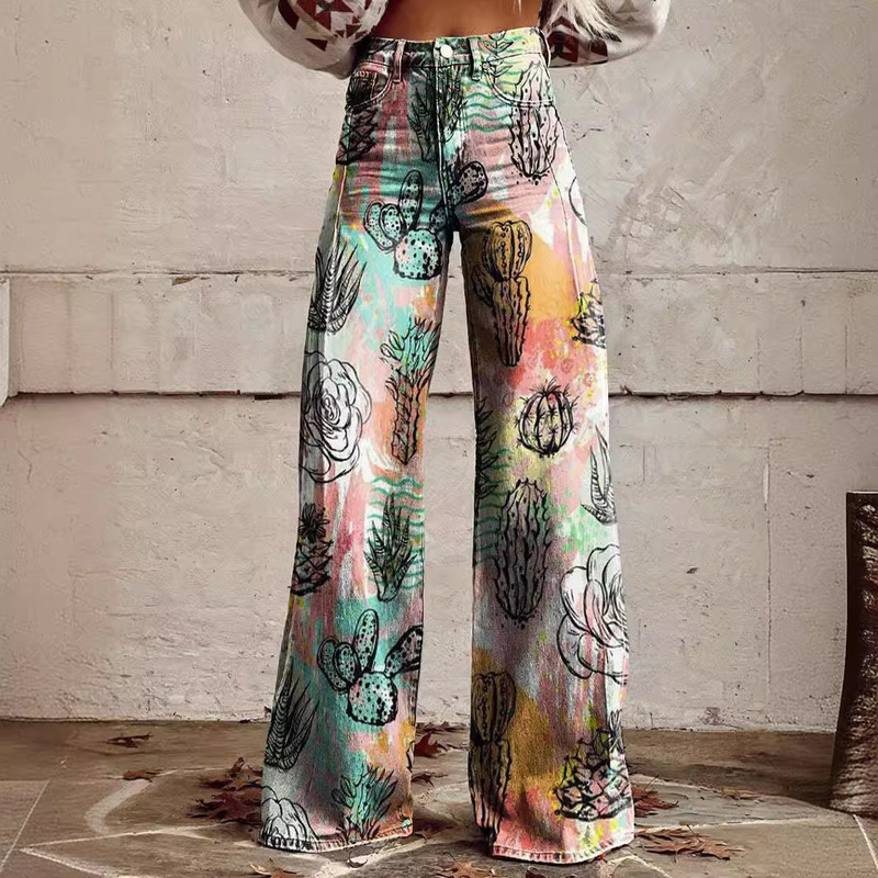 2025 Independent Station Xiyin Temu Aliexpress Ebay European and American Foreign Trade Plus-Size Women's Casual Pants Thin Imitation Jeans