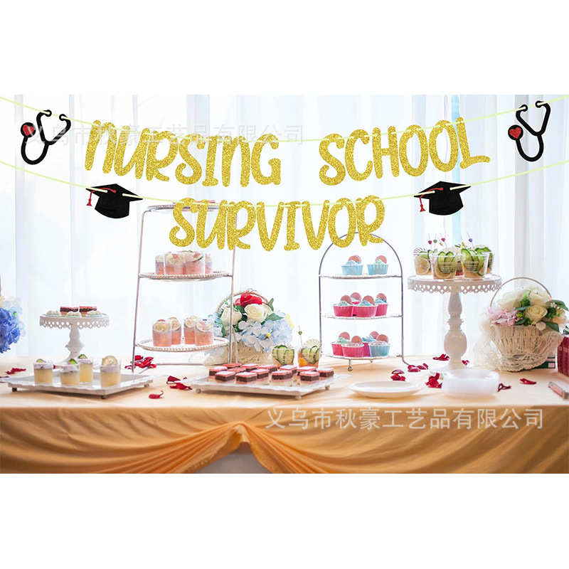 Congratulaciones pastel de graduación de enfermería decoración 2024 nueva escuela de enfermería supervivientes de la fiesta de graduación suministros de decoración