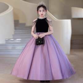 女童礼服高端轻奢小众女裙新款儿童小女孩主持人蓬蓬纱钢琴演出服