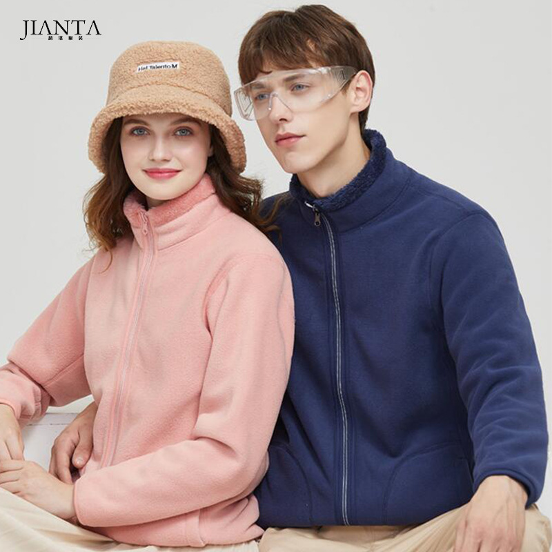 Spring and Autumn Outdoor Double-sided Wear Thickened Coral Fleece Men's Fleece Jacket Women's Rushing Jacket Liner Fleece Cardigan