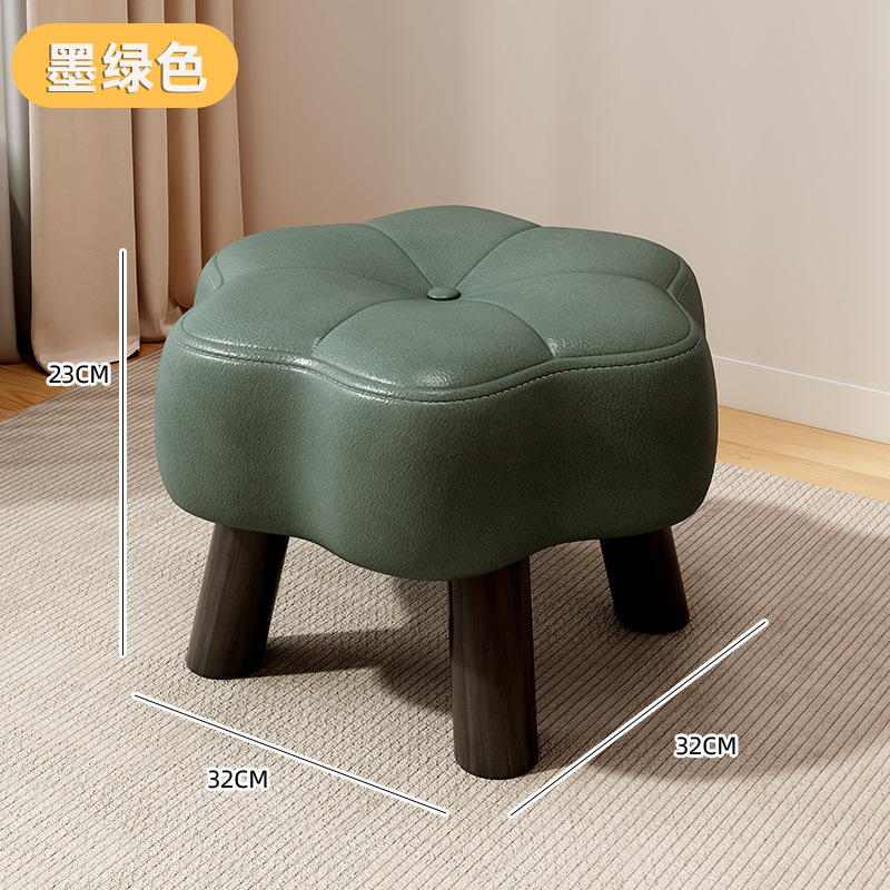 小さなスツール、家庭用の軽い高級感、シンプルな花の小さなスツール、リビングルームのコーヒーテーブル、無垢材のソファスツール、丈夫で耐久性のある靴交換スツール|undefined