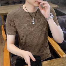 冰丝短袖T恤男士夏季薄款体恤潮流2025新款上衣服男冰感速干半袖