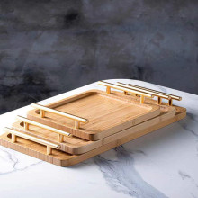 竹木托盘双耳带把手竹制木制杯子木托盘木盘糕点美食展示盘木质