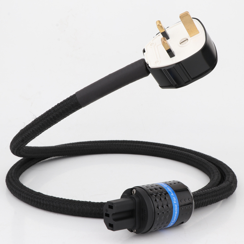 Monosaudio高纯度5N OFC发烧音箱胆机功放镀金插尾 英规标电源线