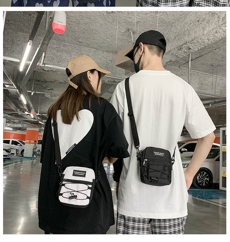 67g Weight Zipper Closure Type Single Shoulder Strap Strap Type Crossbody Bag Bags Type Nylon Material Letter Pattern Streetwear Style Square Shape Khaki, Light Grey, White, Black Color Small Size Small Nylon Letter Streetwear Square Zipper Crossbody Bag 2