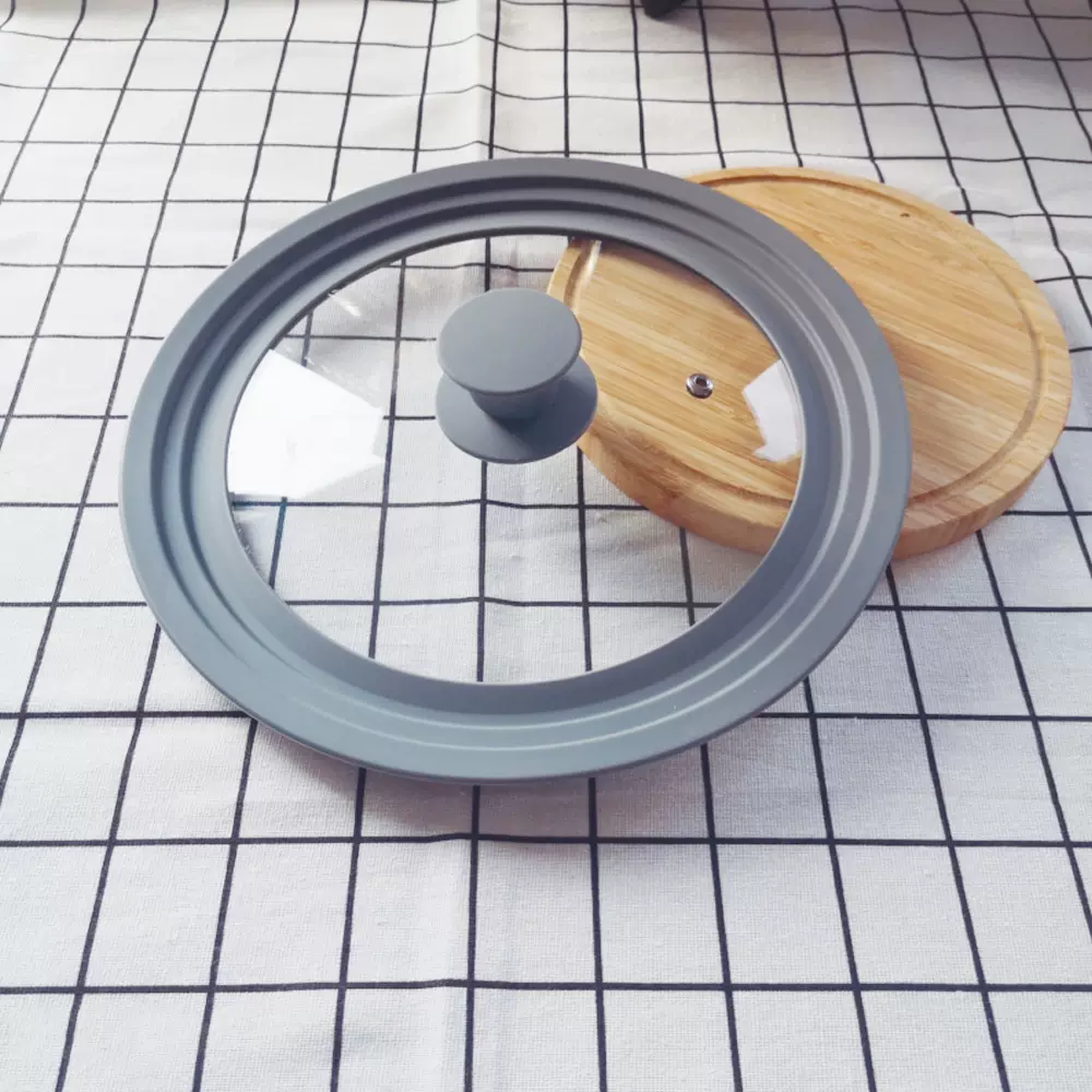 硅胶锅盖钢化玻璃家用圆形多用盖防烫多功能锅盖-10-11-12 in通用