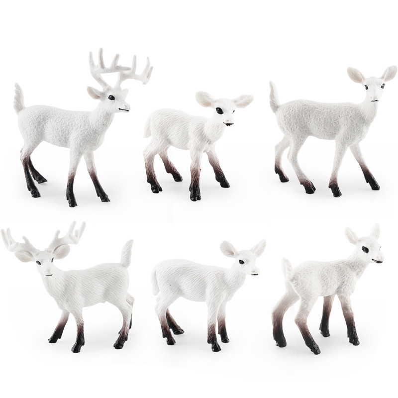 Simulación transfronteriza de cola blanca ciervo árbol de Navidad Modelo Bosque nieve cola blanca ciervo Pino decoración de Navidad decoración de escritorio