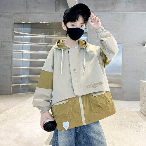 Children's clothing boys' autumn jacket spring/autumn style 2024 new mid-to-large size children's trendy spring bomber jacket for boys