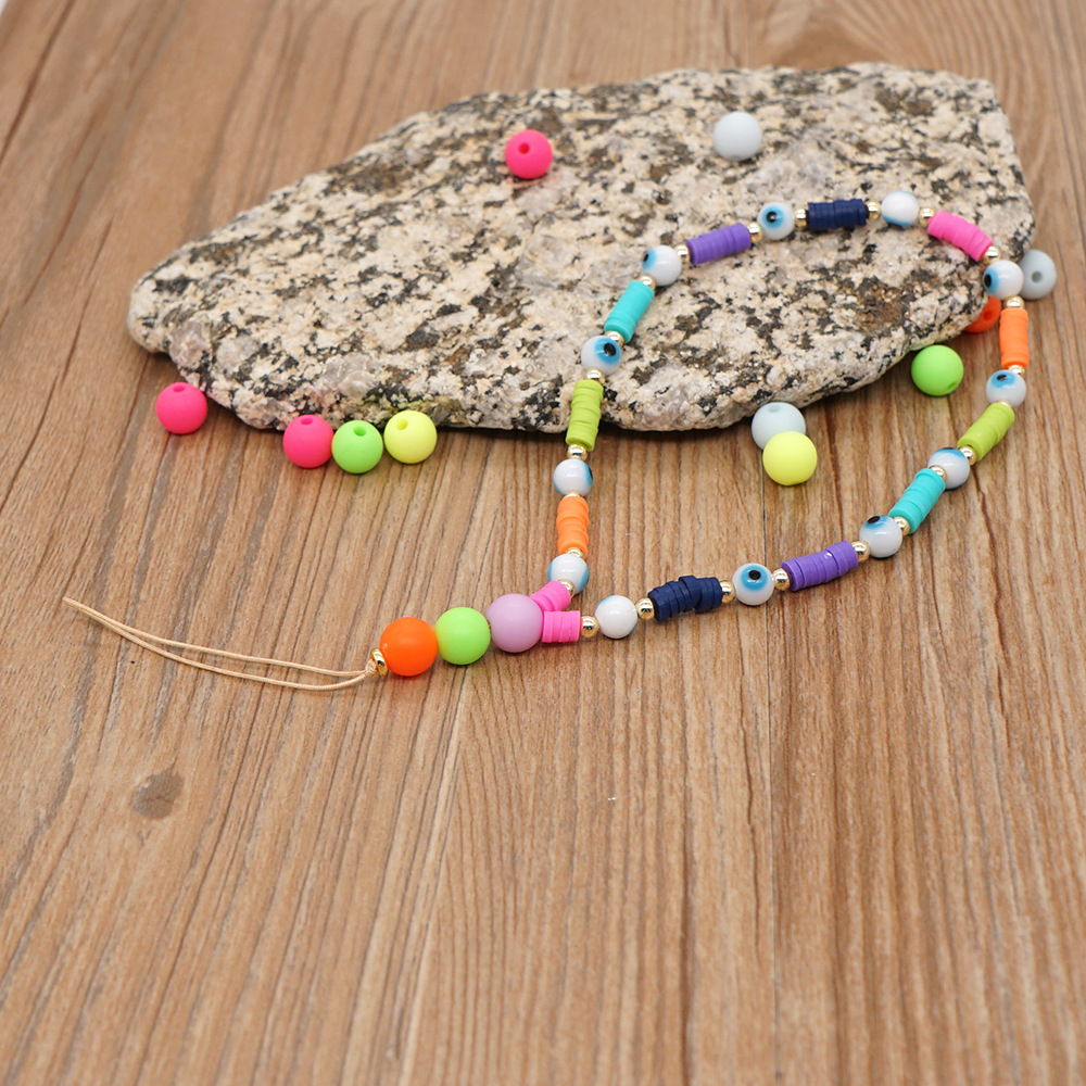 Colored Ceramic Mobile Phone Lanyard Bohemian Handmade Beaded Anti-lost Mobile Phone Chain display picture 4