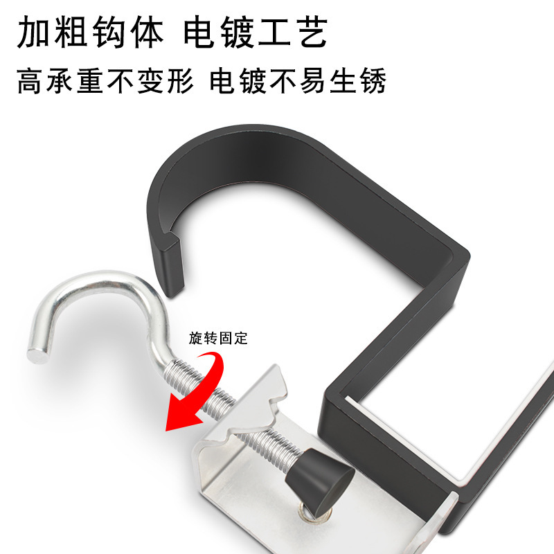 阿尔玛铝合金圆头折叠挂衣钩隐形免打孔排钩免钉单钩墙壁式黑色|undefined