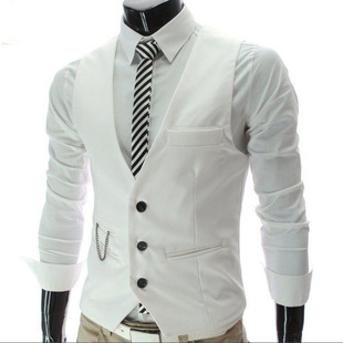 New Year Korean Style Slim-Fit Suit Vest Western-Style British Three-Button Waist-Cinching Men's Vest Trendy