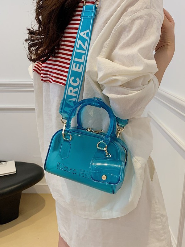 Verano nuevo bolso de almohada portátil de PVC transparente de jalea para mujeres este año popular alta textura mochila de hombro