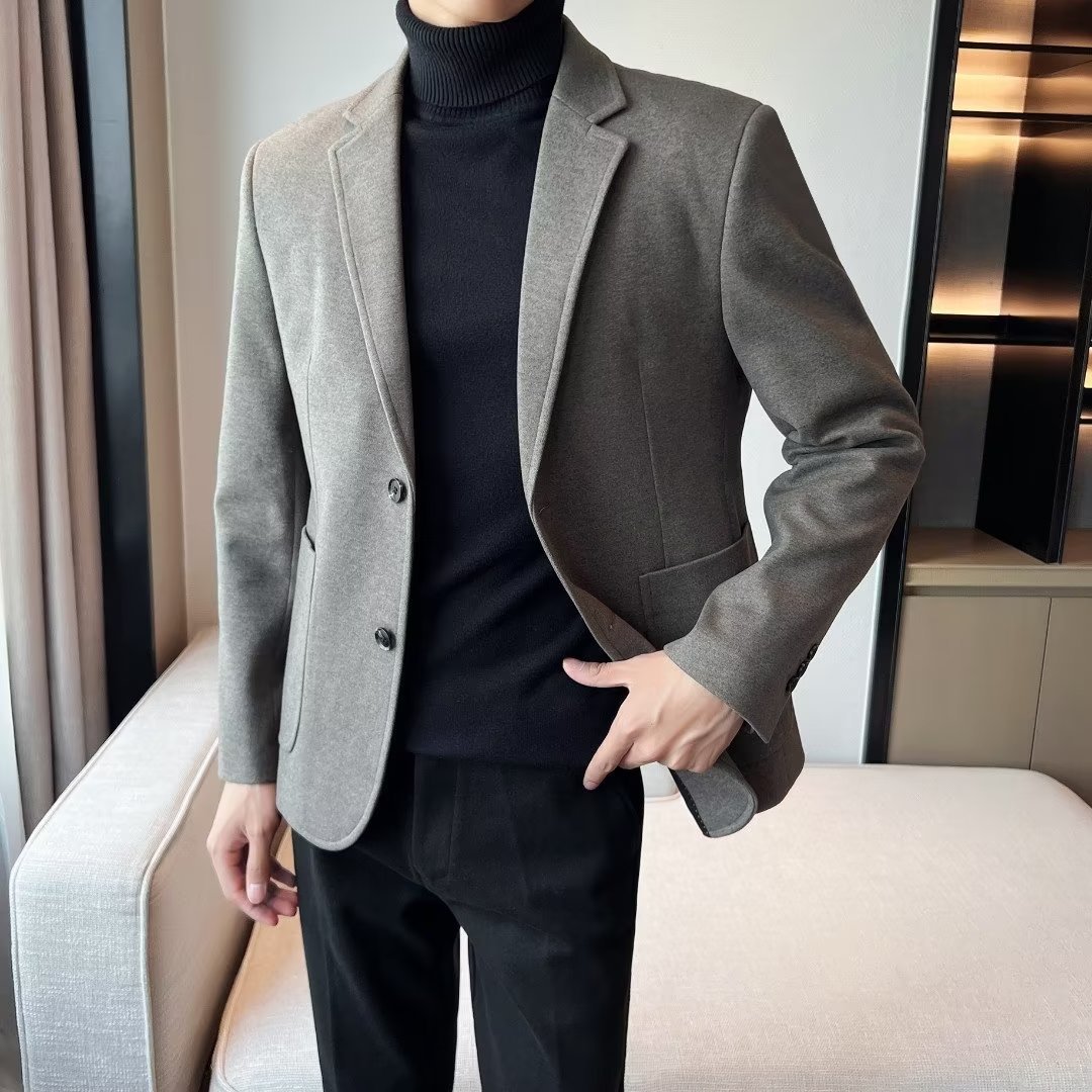 1 Blazer Men, Autumn And 2023 New Style, Mature Style Men's Casual Thick Woolen Suit For Winter_viptrois.com