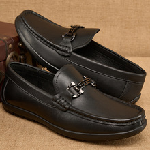 夏天男鞋豆豆鞋真皮男士2024夏季新款透气软皮软底一脚蹬休闲皮鞋