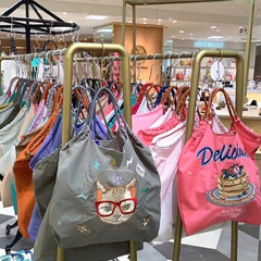 ボールチェーン日本小衆刺繍工場直売ナイロン大容量エコ収納袋シングルショルダーバッグ