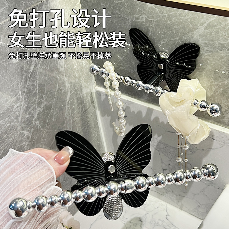 Hair Ring Hair Band Hook Storage Head Rope Hanging Rod Toilet Non-Punch Hair Rope Hair Accessories Wall Hanging Artifact Rubber Band Hanging Rack